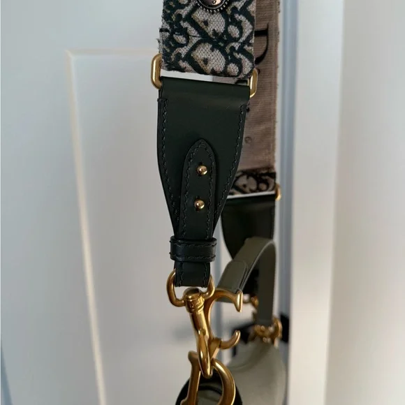 Dior Oblique Studded Shoulder Strap in Forest Green